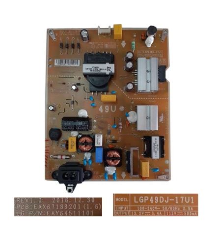 Fuente de Alimentación LG EAX67189201 (1.6) EAY64511101 LGP49DJ-17U1, LG 49UK6470PLC Fuente de Alimentación LG EAX67189201 (1.6) EAY64511101 LGP49DJ-17U1, LG 49UK6470PLC