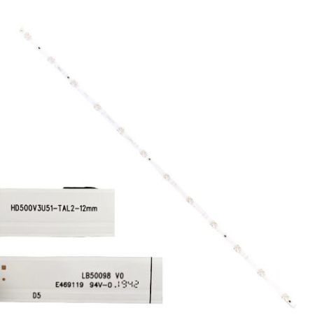 Tira 12 leds Hisense H50BE7400 HD500V3U51-TAL2-12mm LB50098 V0 E469119 swap