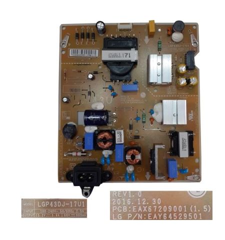 Fuente de Alimentacion LG EAX67209001 1.5 EAY64529501 LGP43DJ-17U1 LG 43UK6200PLA
Fuente de Alimentacion LG EAX67209001 1.5 EAY64529501 LGP43DJ-17U1 LG 43UK6200PLA
