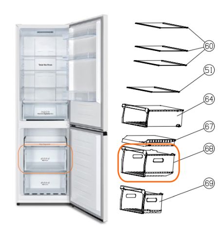 Cajon Central congelador Hisense RB390N4AW1, NUEVO. Cajon Central congelador Hisense RB390N4AW1, NUEVO.