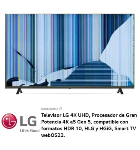 LG 50UQ75006LF NUEVO, Con pantalla - panel rota, para despiece. SIN MANDO A DISTANCIA. LG 50UQ75006LF NUEVO, Con pantalla - panel rota, para despiece. SIN MANDO A DISTANCIA.