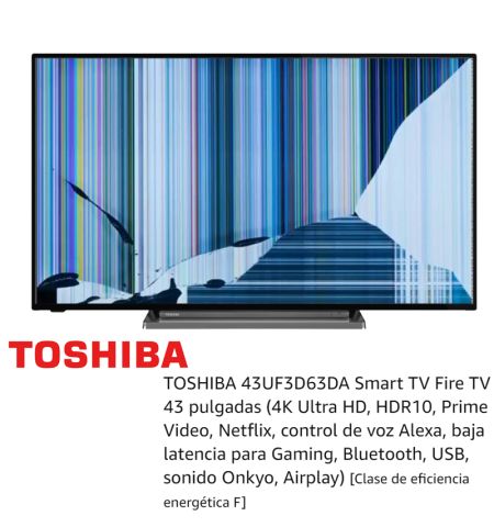 Toshiba 43UF3D63DA NUEVO, Con pantalla - panel rota, para despiece. SIN MANDO A DISTANCIA. Toshiba 43UF3D63DA NUEVO, Con pantalla - panel rota, para despiece. SIN MANDO A DISTANCIA.