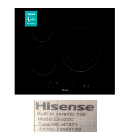 Despiece vitrocerámica Hisense E6322C Despiece vitrocerámica Hisense E6322C