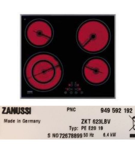 Despiece vitrocerámica ZANUSSI ZKT 623LBV Despiece vitrocerámica ZANUSSI ZKT 623LBV