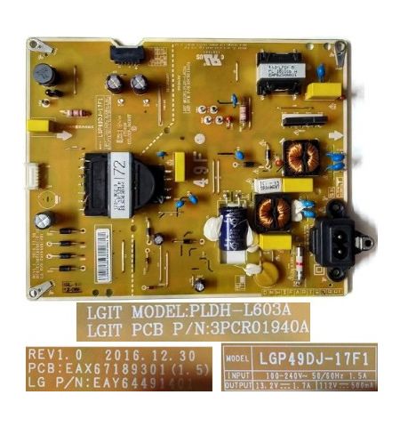 Fuente de Alimentación LG EAX67189301 (1.5) EAY64491401 LGP49DJ-17F1, LG 49LK5900PLA