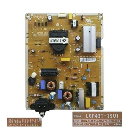 Fuente de Alimentacion LG EAX68304101(1.7) LGP43T-19U1 43UM7450PLA
Fuente de Alimentacion LG EAX68304101(1.7) LGP43T-19U1 43UM7450PLA