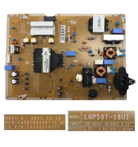 Fuente Alimentación LG 50UK6950PLB, EAX67844401(1.6) EAY64948601, LGP50T-18U1 Fuente Alimentación LG 50UK6950PLB, EAX67844401(1.6) EAY64948601, LGP50T-18U1
