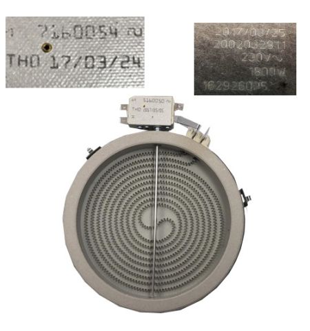 Resistencia Vitro 2002032811, 7160054, BEKO HIC 64402 E, 1800w 230V 20cm swap usado