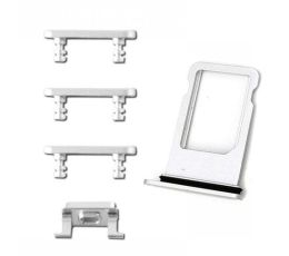 Kit 4 botones exteriores y Tarjetero Sim, iPhone 8 Gris Plata ( Silver )