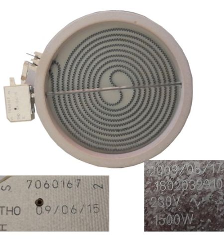 Resistencia Vitro 1802032910, 7060167, Beko HIC64402E 1500w 230V 18cms Resistencia Vitro 1802032910, 7060167, Beko HIC64402E 1500w 230V 18cms