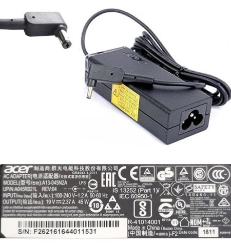 Caricabatterie Originale Acer A13-045N2A &ndash; 19V 2,37A 45W Per Notebook Acer Aspire 5 (A514-54)