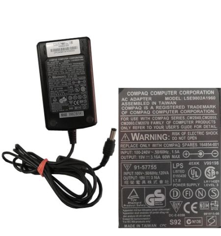 AC Adapter, Cargador... Compaq 164854-001 19V Black SWAP/USADO AC Adapter, Cargador... Compaq 164854-001 19V Black SWAP/USADO