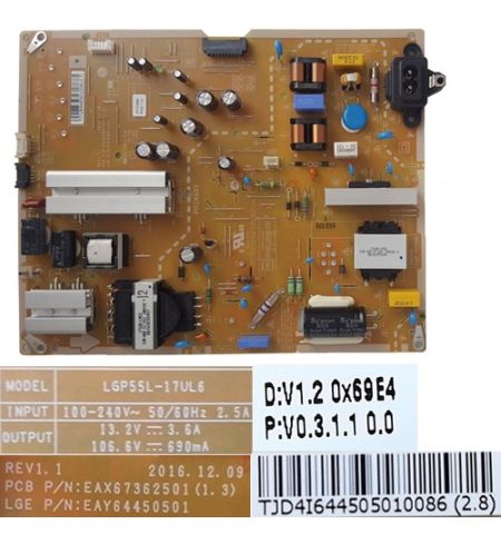 Fuente Alimentación REV1.1, EAX67362501(1.3), EAY64450501, LG 55UK6750PLD Fuente Alimentación REV1.1, EAX67362501(1.3), EAY64450501, LG 55UK6750PLD