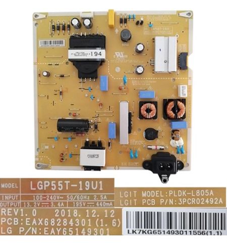 Fuente Alimentación EAX68284301(1.6) REV1.0, LG 55UM7400PLB Fuente Alimentación EAX68284301(1.6) REV1.0, LG 55UM7400PLB