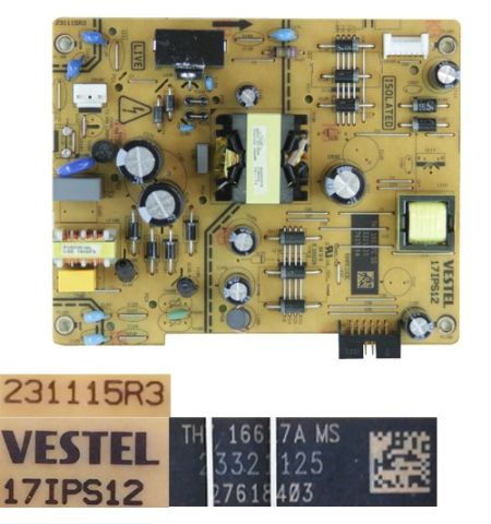 Fuente Alimentación VESTEL 17IPS12, 23321125, 231115R3, Telefunken TE40282S25TXH Fuente Alimentación VESTEL 17IPS12, 23321125, 231115R3, Telefunken TE40282S25TXH