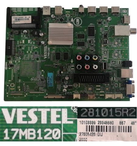 Placa Main Vestel 17MB120, 23348680, 281015R2, Telefunken TE48301G37T2R