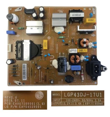 Fuente de Alimentacion LG EAX67209001 1.6 LGP43DJ-17U1 LG 43UM7100PLB
Fuente de Alimentacion LG EAX67209001 1.6 LGP43DJ-17U1 LG 43UM7100PLB