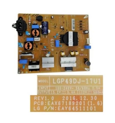 Fuente de Alimentación LG EAX67189201 (1.6) EAY64511101 LGP49DJ-17U1, LG 49UM7100PLB Fuente de Alimentación LG EAX67189201 (1.6) EAY64511101 LGP49DJ-17U1, LG 49UM7100PLB