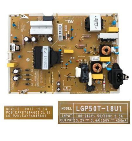 Fuente Alimentación LG 50UK6300PLB EAX67844401 (1.6)  LGP50T-18U1