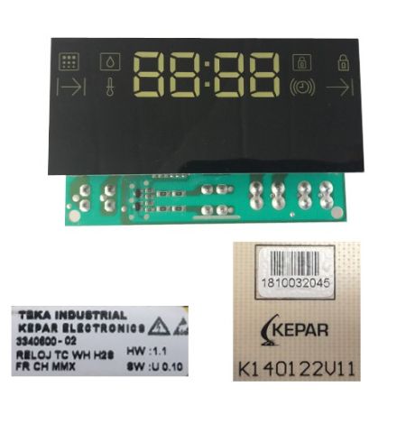 Módulo Electrónico Kepar 3340800-02 HW: 1.1. SW: U 0.10, Horno TEKA HSC-635, K140122V11 Módulo Electrónico Kepar 3340800-02 HW: 1.1. SW: U 0.10, Horno TEKA HSC-635, K140122V11