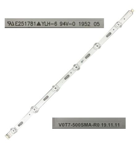 Tira 6 Leds Samsung UE50TU7170UXZT, E251781 YLH-6 94V-0 1952, V0T7-500SMA-R0