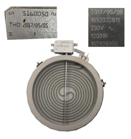 Resistencia Vitro 1652032811, BEKO HDCM 32400 TX, 1200w 230V 16,5cm Resistencia Vitro 1652032811, BEKO HDCM 32400 TX, 1200w 230V 16,5cm