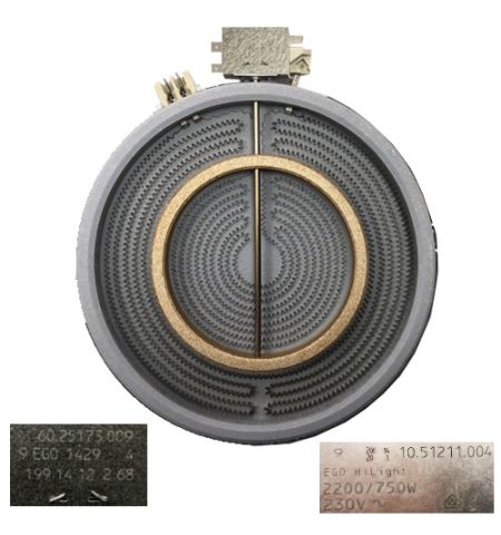 Resistencia Vitro Beko 64402E, 60.25173.009, 10.51211.004, 2200/750w ego hilight 23 cms Resistencia Vitro Beko 64402E, 60.25173.009, 10.51211.004, 2200/750w ego hilight 23 cms