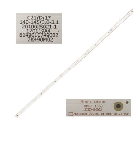 Tira 9 LED NEVIR NVR-7800-49HDS-N, 303ZK490032, ZK49D09R-ZC21AG-01, ZK490M02 SWAP Tira 9 LED NEVIR NVR-7800-49HDS-N, 303ZK490032, ZK49D09R-ZC21AG-01, ZK490M02 SWAP