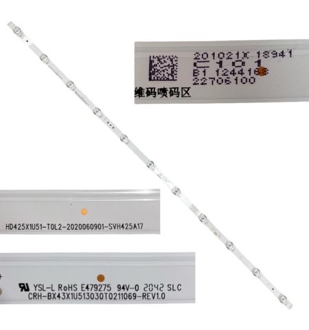 Tira 11 leds Hisense 43AE7000F HD425X1U51-T0L2-2020060901-SVH425A17 YSL-L E479275 swap / de desmontaje Tira 11 leds Hisense 43AE7000F HD425X1U51-T0L2-2020060901-SVH425A17 YSL-L E479275 swap / de desmontaje