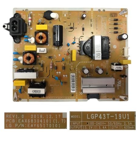 Fuente Alimentación LG 43UN74003LB LGP34T-19U1 EAX68304101(1.7) EAY65170101 Fuente Alimentación LG 43UN74003LB LGP34T-19U1 EAX68304101(1.7) EAY65170101
