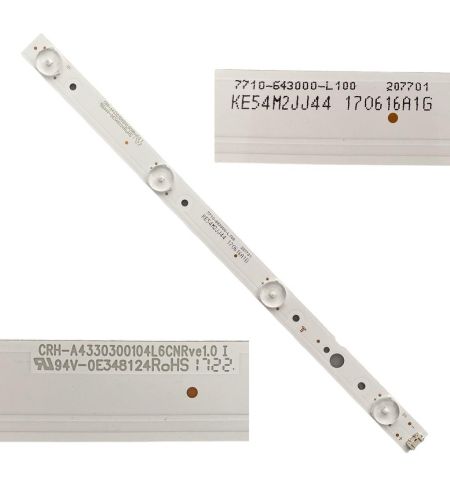Tira 4 Leds LG 43UJ620V CRH-A4330300105L6CNRve1.0 KE54M2JJ44 7710-643000-L100 swap de desmontaje Tira 4 Leds LG 43UJ620V CRH-A4330300105L6CNRve1.0 KE54M2JJ44 7710-643000-L100 swap de desmontaje